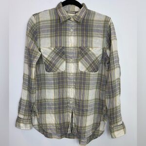 Ralph Lauren Denim & supply utility Plaid Button linen blend Shirt size medium